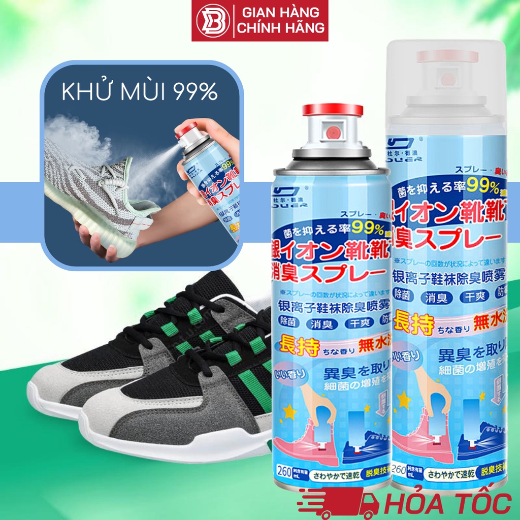 Bình Xịt Khử Mùi Hôi Chân Hôi Giày Nhật Bản 260ml Hạn Chế Mồ Hôi, Kháng Khuẩn - Chai xịt giày dép khử mùi hôi Nano Bạc
