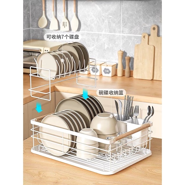 Kệ bát 2 tầng Hàn Quốc chống gỉ có khay hứng nước