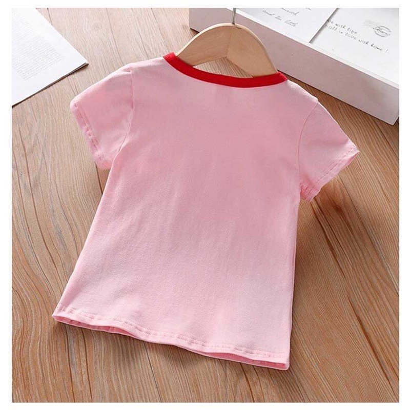 Áo phông áo thun cộc tay TANOSA in hình thỏ dâu tây chất cotton cổ tròn viền size 13-33kg