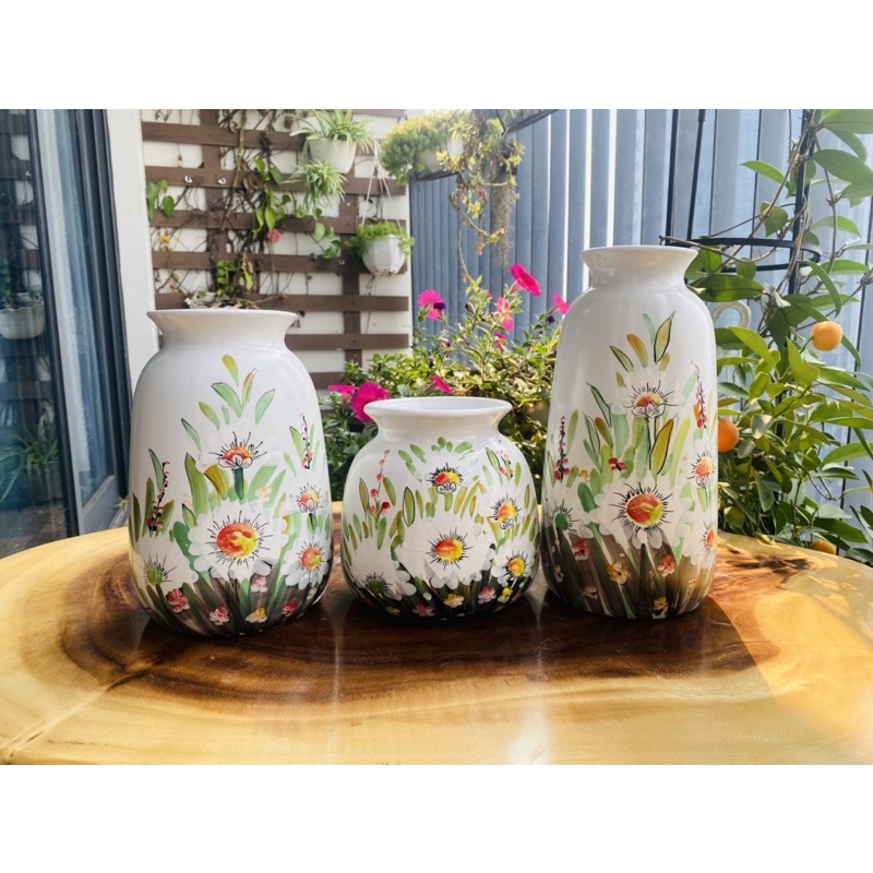 Bộ 3 bình hoa Bát tràng/ set 3 bình hoa