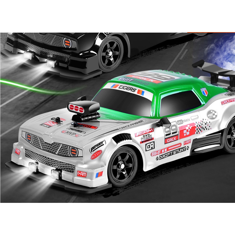 Xe điều khiển RC Drift từ xa Dodge Challenger Green 1/16 4WD - đồ chơi tốc độ cao, xe tạo khói