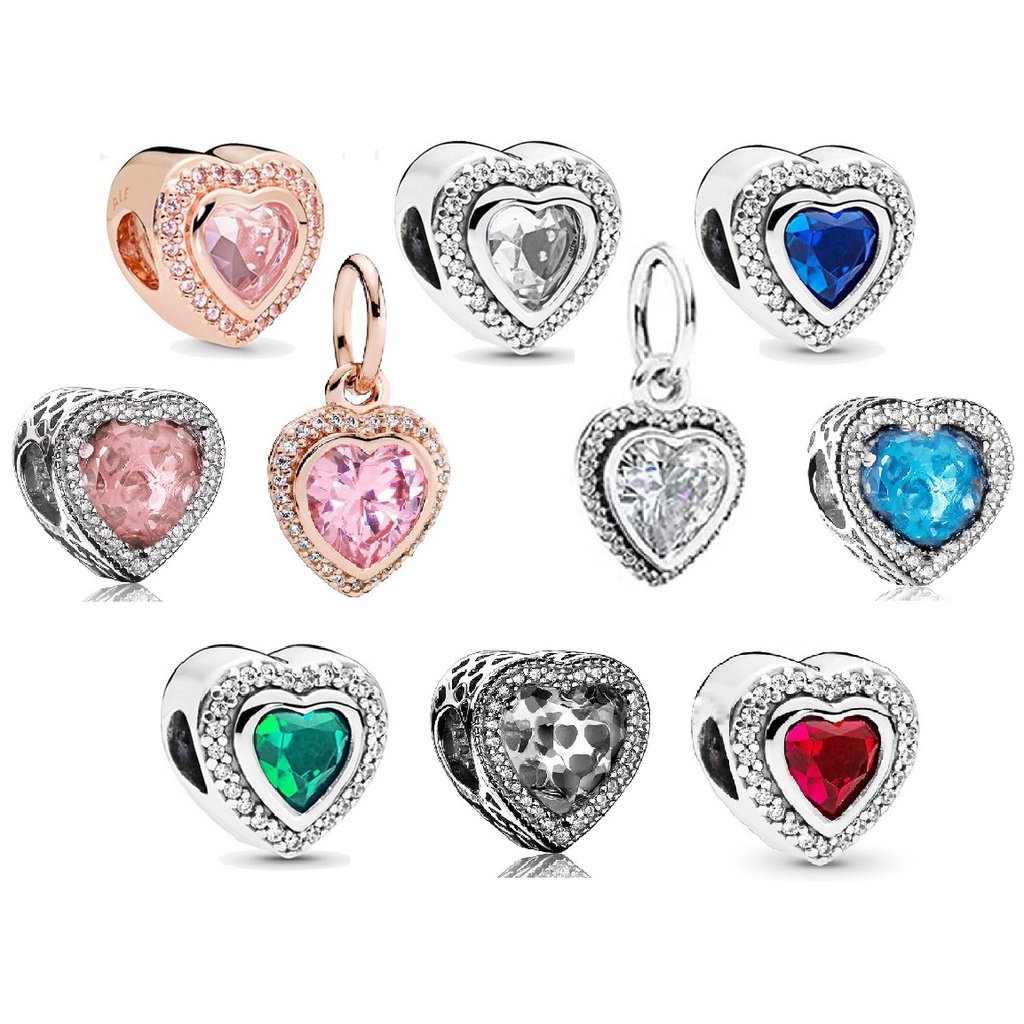 Charm xỏ trái tim viền đính đá - Linhcharms