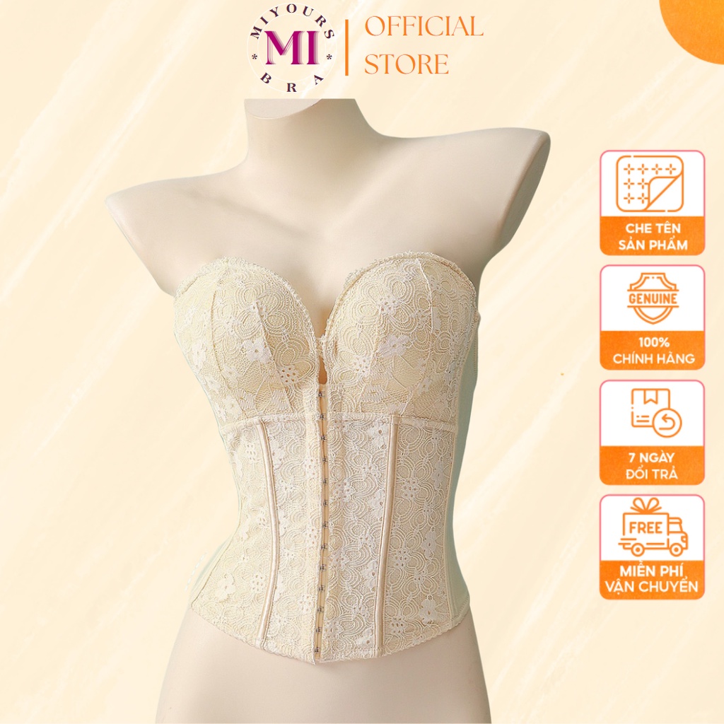 Áo lót nữ gen nịt bụng định hình Miyours Fashion &amp; More AG407 đệm su dày nâng ngực bàn tay, không dây chống tụt hở vai