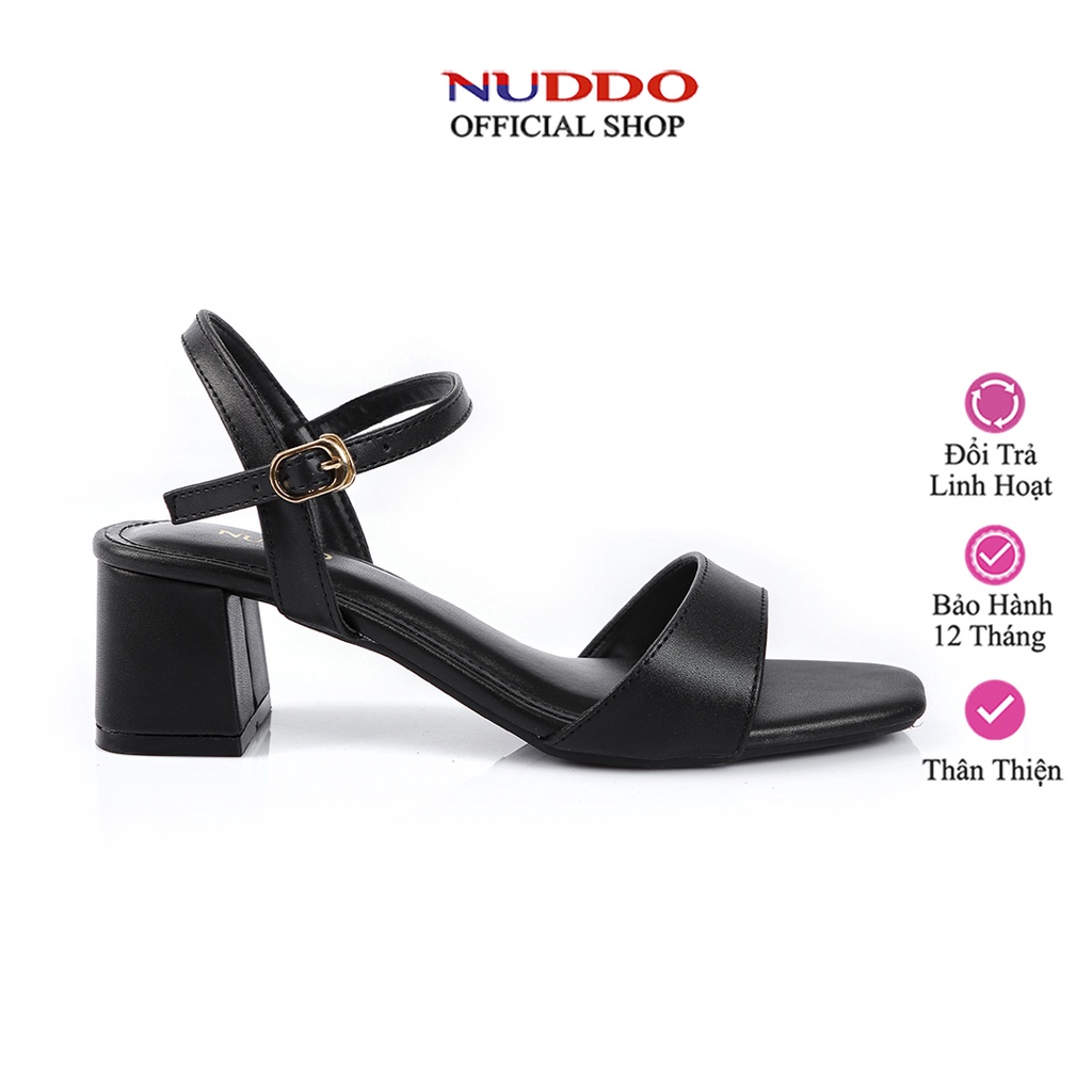 Giày sandal nữ cao gót 5 phân quai hậu đế vuông cao cấp NUDDO_H402S