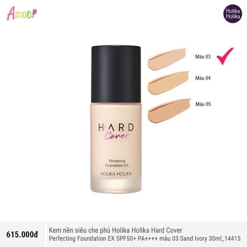 Kem nền siêu che phủ, chống nắng Hokika Holika Hard Cover Perfecting Foundation EXẼ