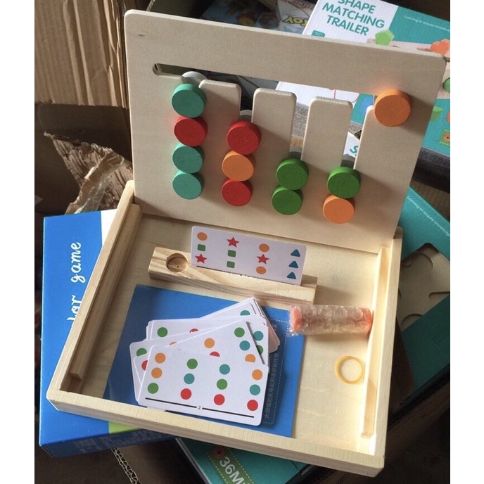 Đồ Chơi gỗ thông minh sắp xếp logic 4 màu và hình khối, phát triển tư duy