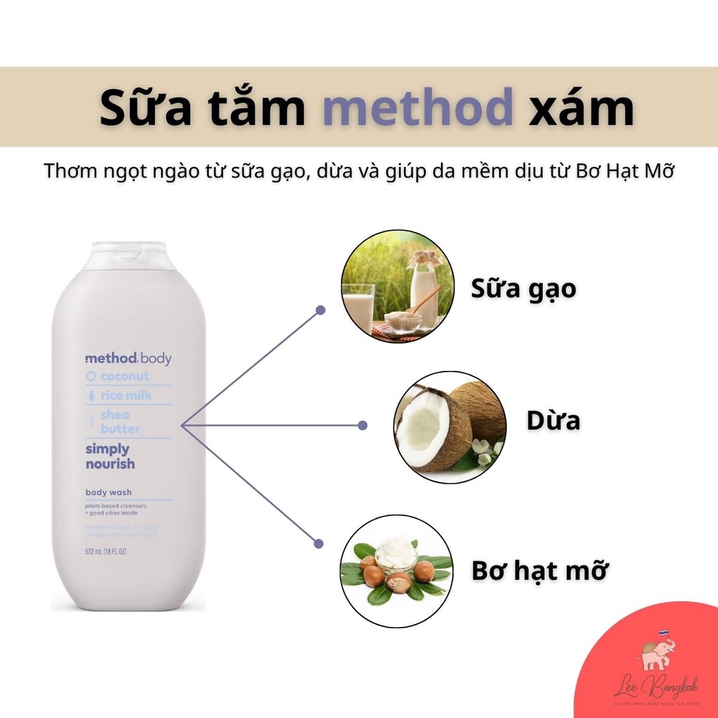 [Hàng Air - Đủ Bill] Sữa Tắm Method Body Wash Úc 532ml Cấp Ẩm Dữơng Trắng Da Cho Da Mịn Màng Sạch Sâu Từ Bên Trong | BigBuy360 - bigbuy360.vn