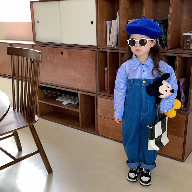 ORDER-Áo Liền Quần Denim Thời Trang Mùa Thu Phong Cách Hàn Quốc Cho Bé Gái