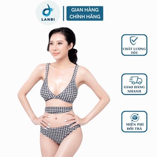 Đồ Bơi Nữ Bikini Lanbishop Hai Mảnh Áo Thắt Chéo Cột Dây Lưng Quần Tam Giác Họa Tiết Caro Siêu Hot Lanbi-112