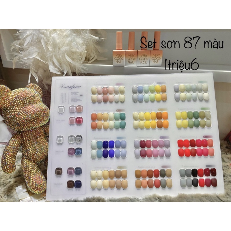 SET SƠN 87 MÀU ( tặng kèm base+top+bảng màu)