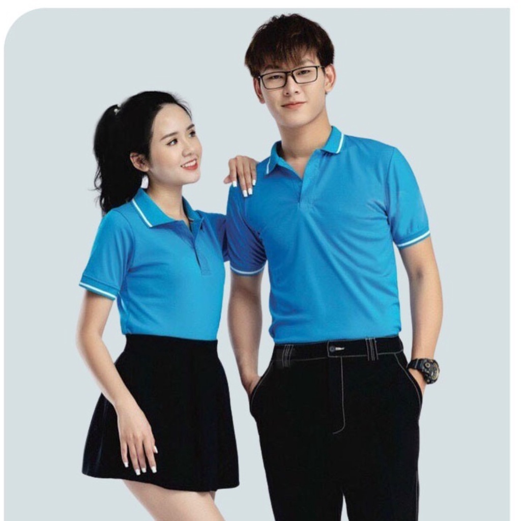 Áo thun polo cho cả nam nữ vải cá sấu phối sọc viền tay cổ giá rẻ nhất