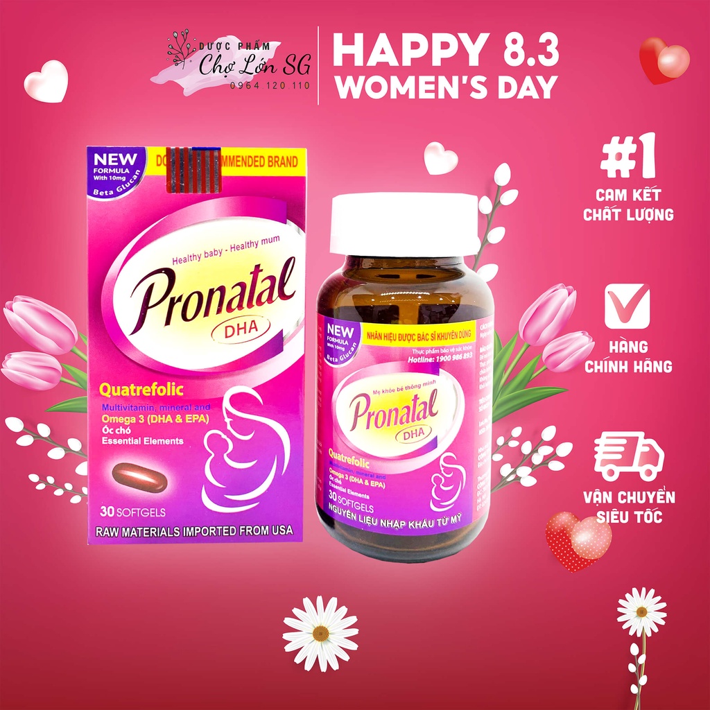 Viên uống bổ bầu PRONATAL DHA bổ sung dưỡng chất cho mẹ và bé (TÍM) - Hộp 30 viên
