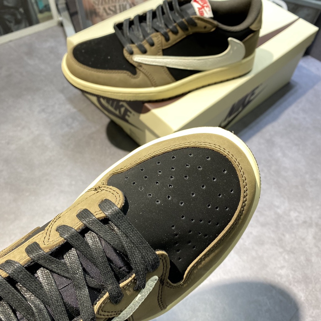 Giày Thể Thao Sneaker Nam Nữ Air Jordan 1 Low x Travis Scott Logo Ngược Hàng Cao Cấp Full Box