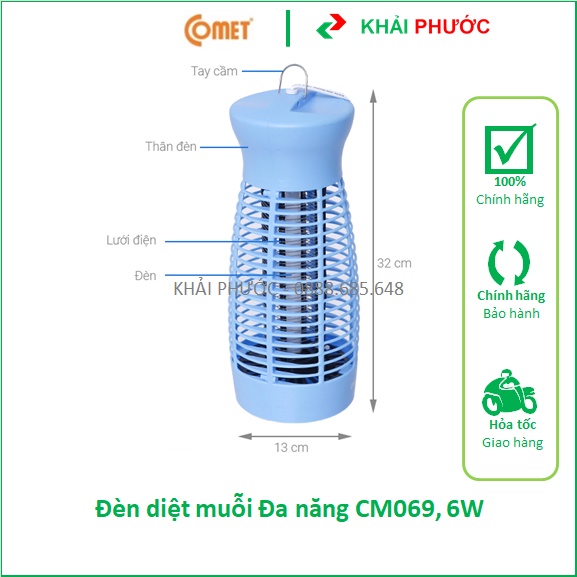 ĐÈN BẮT DIỆT MUỖI MUỔI MŨI MỦI CÔN TRÙNG 6W ĐA NĂNG COMET CM069 CHÍNH HÃNG GIÁ RẺ KHẢI PHƯỚC ELECTRI