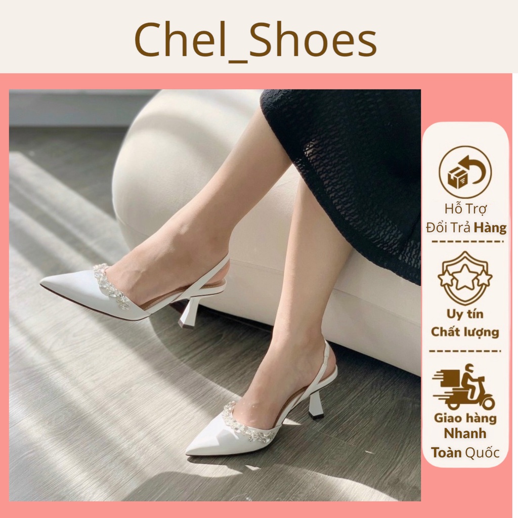 Giày sục bít mũi khóa đá sang chảnh cao 7cm - B34