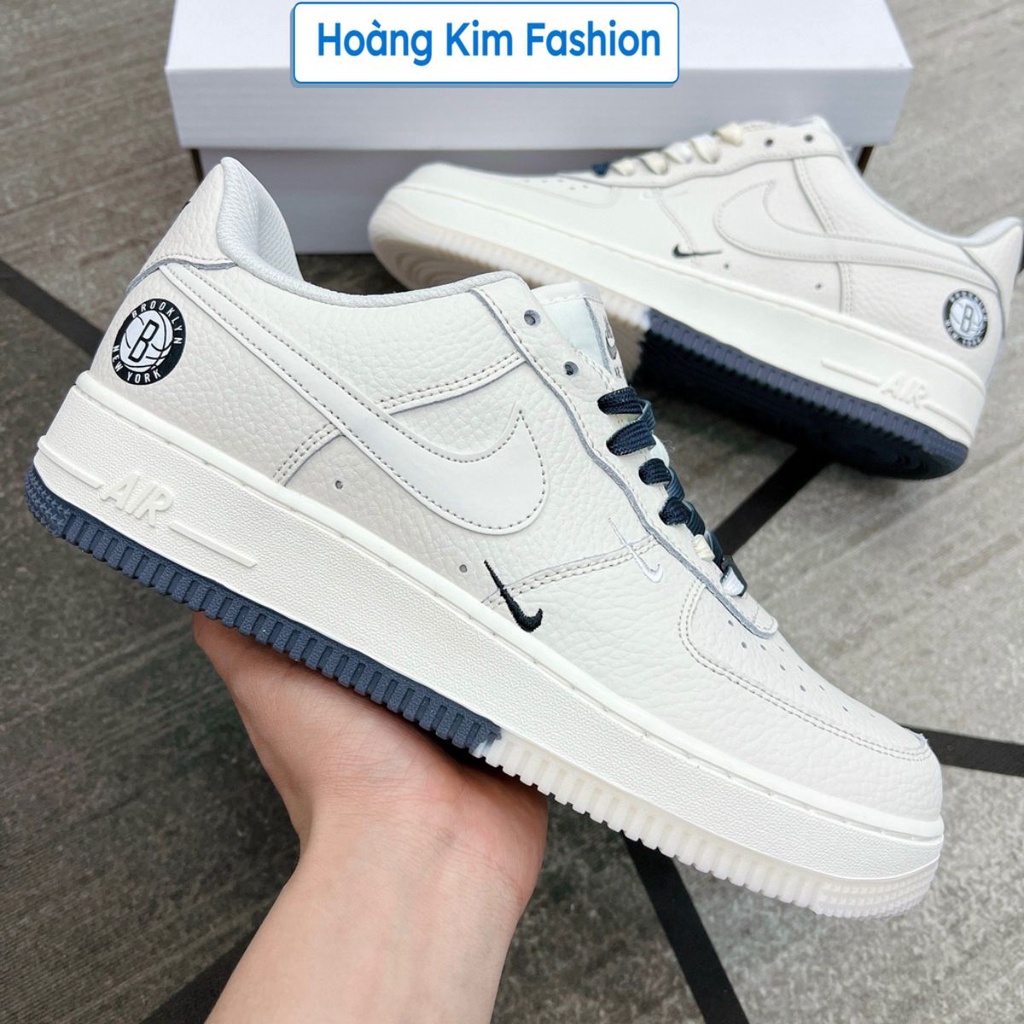 Giày thể thao AF1 âm dương, Giày Air force 1 Brooklyn Sail Black phản quang phối đồ nam nữ hot trend 2022 Full box bill
