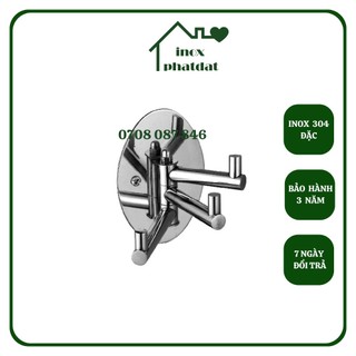 Móc treo đồ nhà tắm Inox 304 đặc PHÁT ĐẠT không rỉ sét, Móc 3 chia ovan, giá treo inox (SP017)