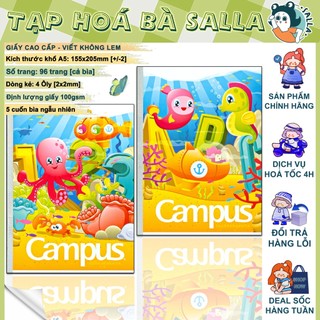 Lốc 05 Quyển Tập Vở Campus Under The Sea, Vở 96 Trang 4 Ô Ly, Giấy 100Gsm