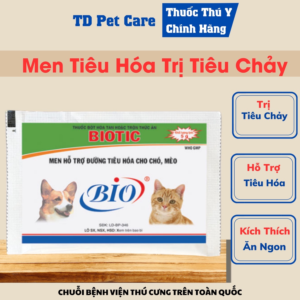 1 Gói Men Tiêu Hóa Bổ Sung Lợi Khuẩn Tiêu Hóa Dành Cho Chó Mèo BioTic - Men Tiêu Hóa Tổng Hợp Dành Cho Thú Cưng