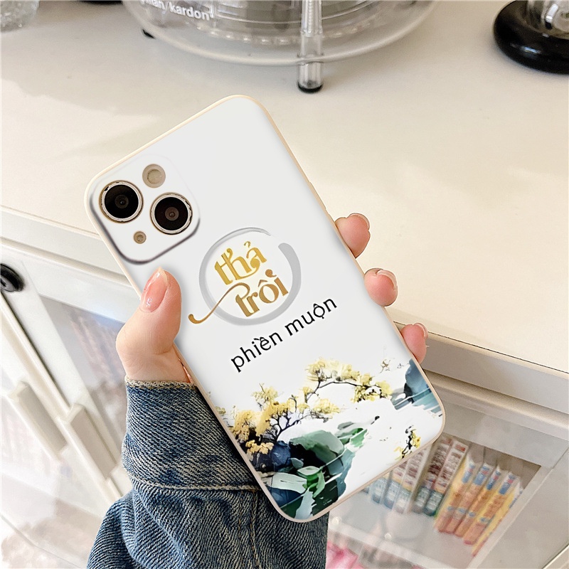 Ốp lưng Iphone viền vuông Thả trôi muộn phiền cho iphone 6/7/8Plus X XS xr xsmax 11/12/13/14pro promax e5233