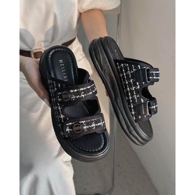 Dép xuồng đế bánh mì quai ngang dạ tweet cao cấp