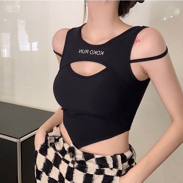 Lalisas Áo Croptop Hai Dây Lệch Tà Quyến Rũ Thời Trang Phong Cách Hàn Quốc Dành Cho Nữ