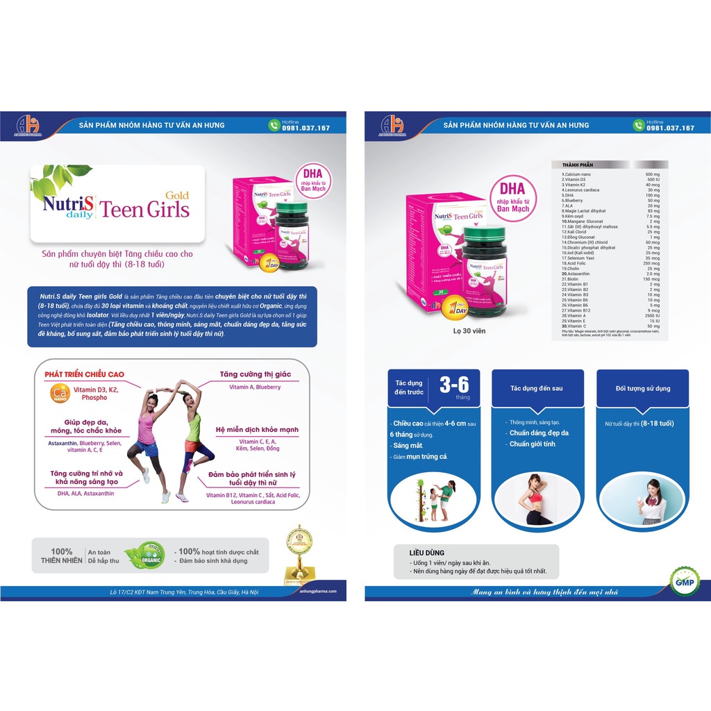 Tăng chiều cao NutriS daily teenboy- teengirl chuyên biệt nam nữ