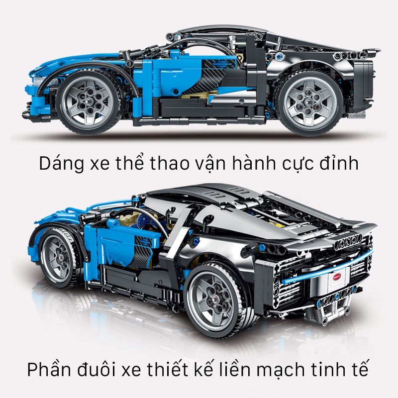 Bộ đồ chơi lắp ráp mô hình xe đua Bugati Chiron Limited TC1299, Xếp hình đồ chơi thông minh cho bé