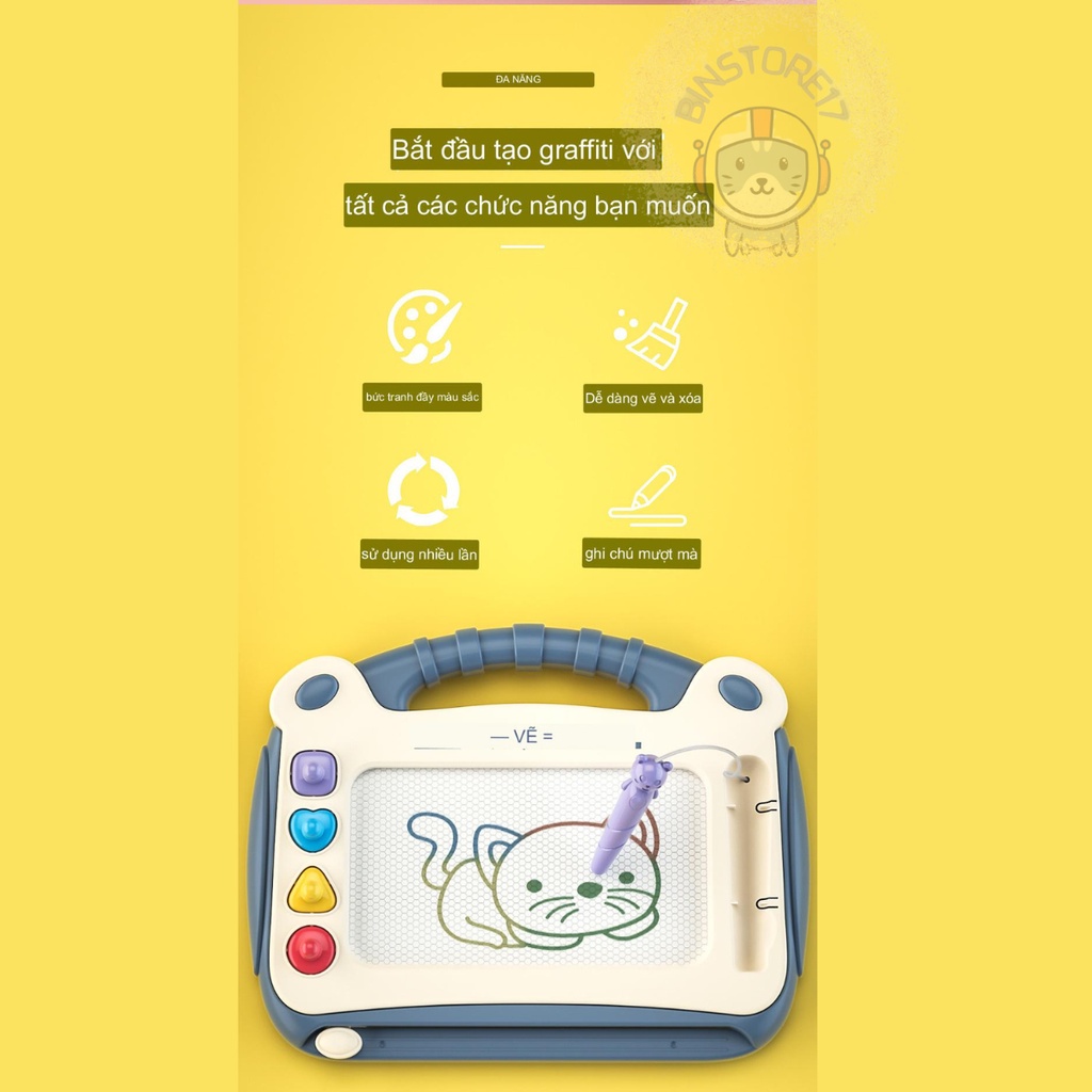 Bảng Vẽ Tự Xóa Cho Bé Thông Minh Có Chân Bàn, Bảng Từ Tính Tập Viết, Tập Vẽ Cho Bé - Binstore17