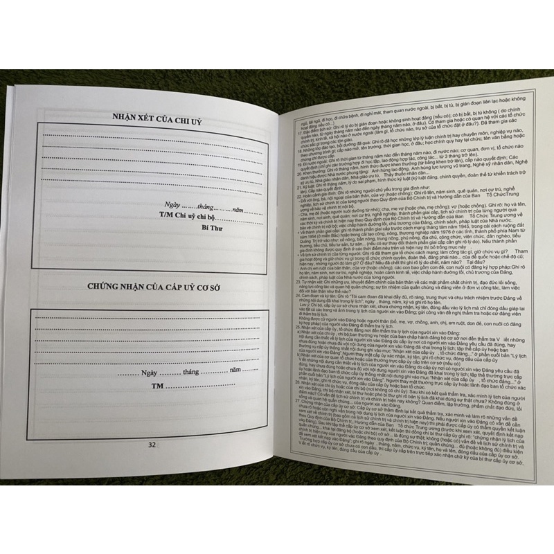 LÝ LỊCH NGƯỜI XIN VÀO ĐẢNG-combo 5 cuốn