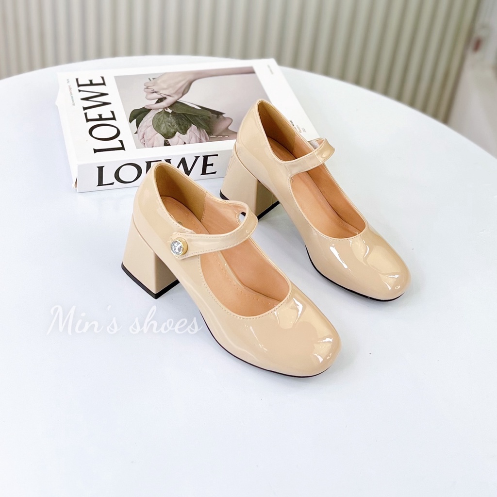 Min's Shoes - Giày Mary Jane Gót Vuông Da Bóng Cao Cấp V261