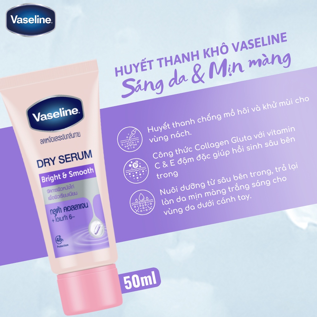 Tinh chất dưỡng trắng, khử thâm nách Vaseline Dry Serum White & Dry 45ml