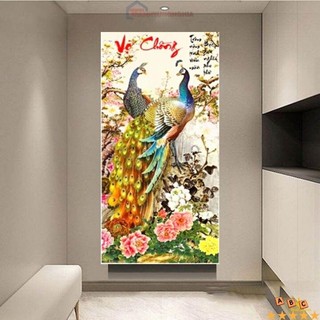 Tranh đính đá vợ chồng công 90cm x50cm