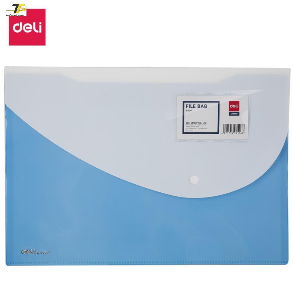 Túi hồ sơ A4 Deli, Đỏ/Cam/Xanh dương/Tím/Xanh lá cây - 1 chiếc - E5506