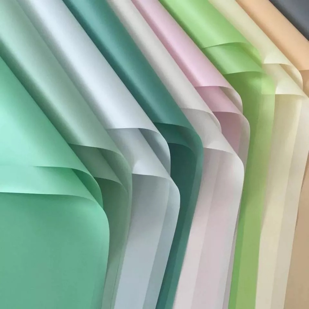 10 tờ giấy đơn sắc bó hoa xuyên mờ phong cách Hàn