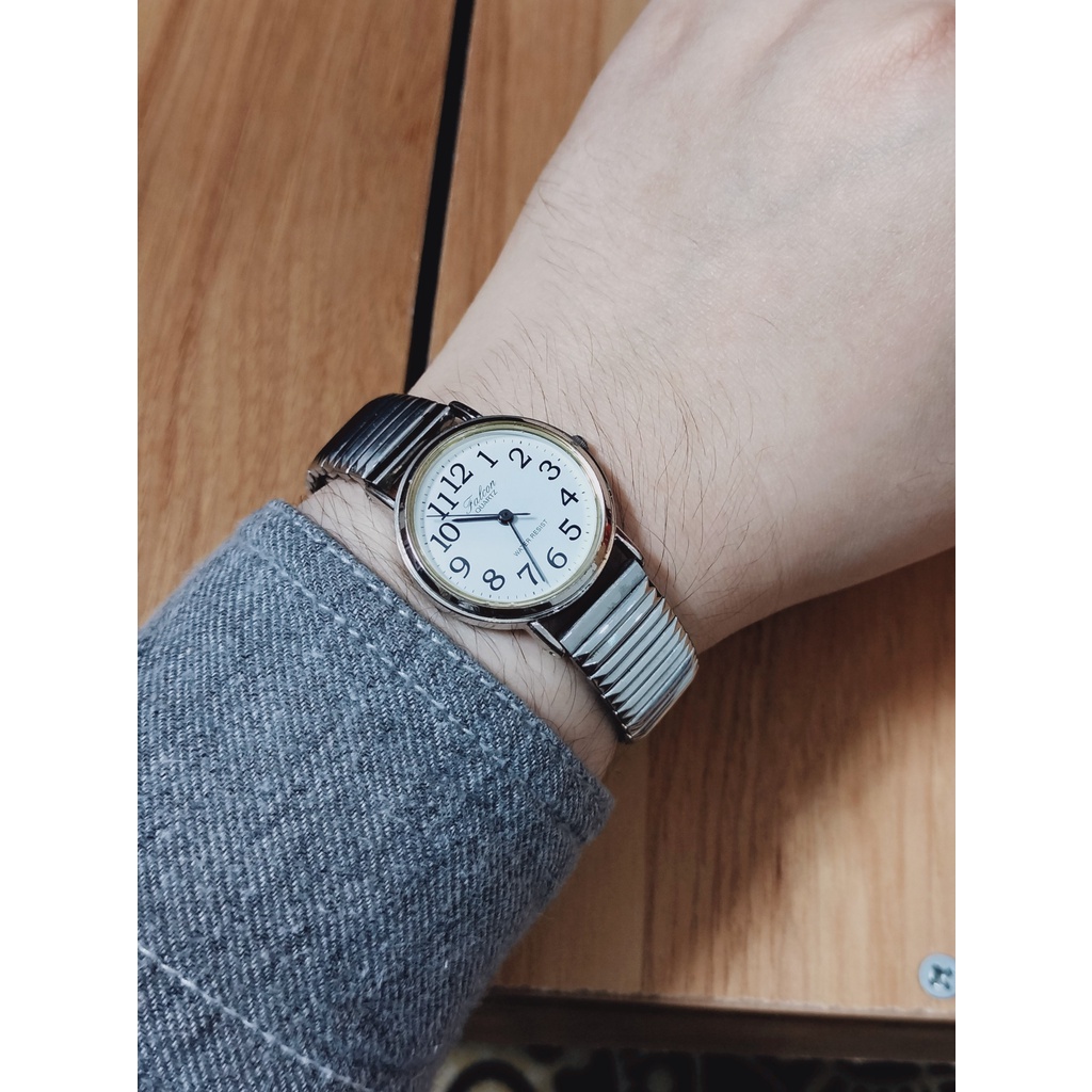 Đồng hồ nữ Jaxis hàng si Nhật số tự nhiên, dây chun