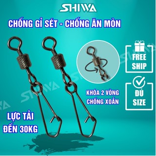 10 Khóa Link Khóa Lure  CAO CẤP CHỐNG XOẮN Không Rỉ - Ma Ní Câu Cá 2 Vòng Tải 30Kg, Phụ Kiện Đồ Câu SHIWA