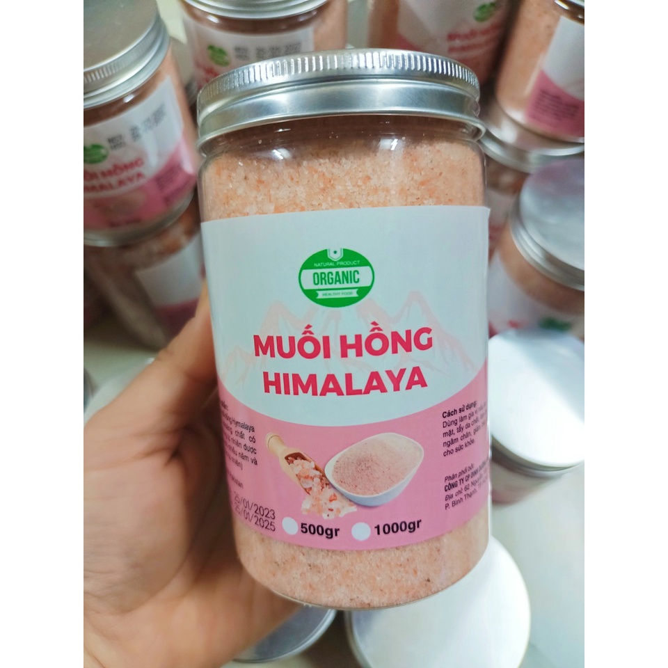 Giá rẻ Hũ 1kg Muối hồng Hymalaya Pakistan dạng hạt mịn (thay thế muối ăn thông thường) Healthy
