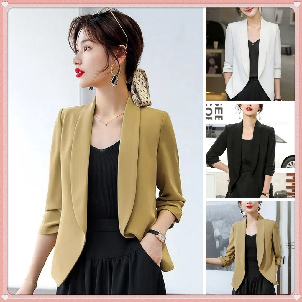 Áo Khoác Ngắn Cổ Chữ V Ôm Eo Đơn Giản Dành Cho Nữ