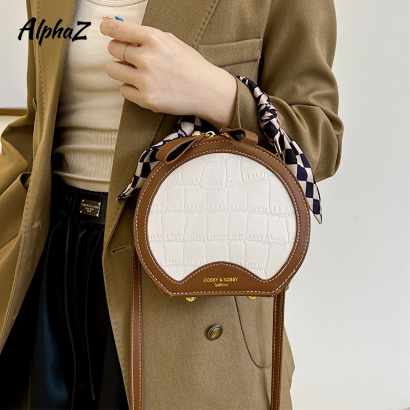 Túi Xách Da Đeo Vai Hình Tròn Họa Tiết Vân Đá Chất Lượng Cao Thời Trang Dành Cho Nữ