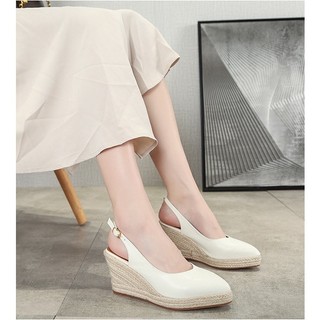 Giày cao gót đế xuồng bọc cói, gót 8cm (order size 34-39)