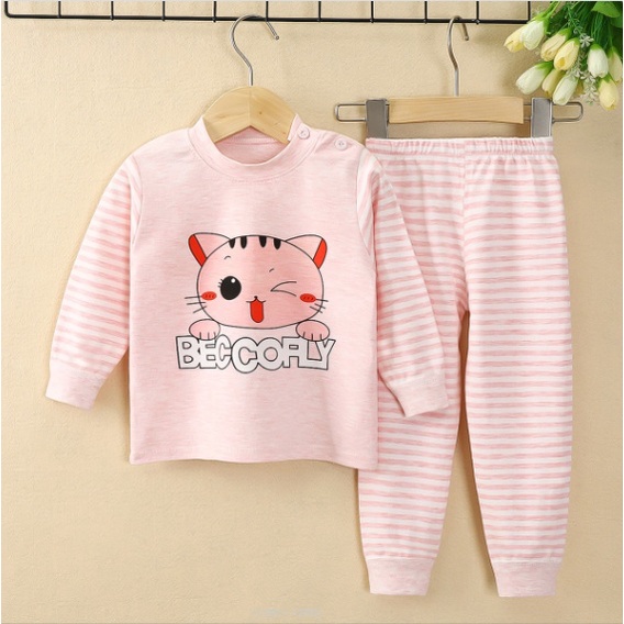 Bộ Dài Tay Cotton 100% Cho Bé Gái Mặc Nhà Dễ Thương ( 2 đến 8 tuổi )