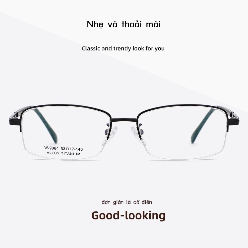 Suimu 9064 Vàng Dày Kính Kim Loại Mạ Điện Gọng Nửa Khung Kinh Doanh Hợp Nhà Sản Xuất Bán Buôn Vuông Nam Đơn Giản