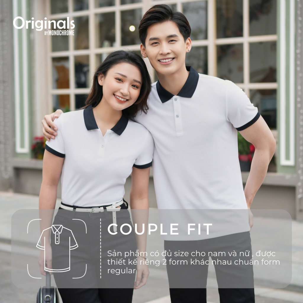 Áo polo đôi nam nữ POLMAN phối bo dệt viền Cotton Supima cao cấp OG9 - MONOCHROME