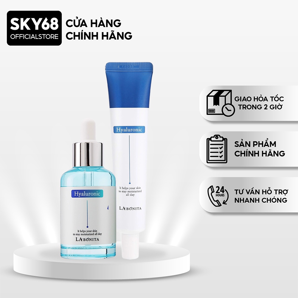 Combo 2 Sản Phẩm Dưỡng Ẩm Sáng Da & Tăng Độ Đàn Hồi La Bonita Hyaluronic Acid (Serum 50ml + Kem 50ml)