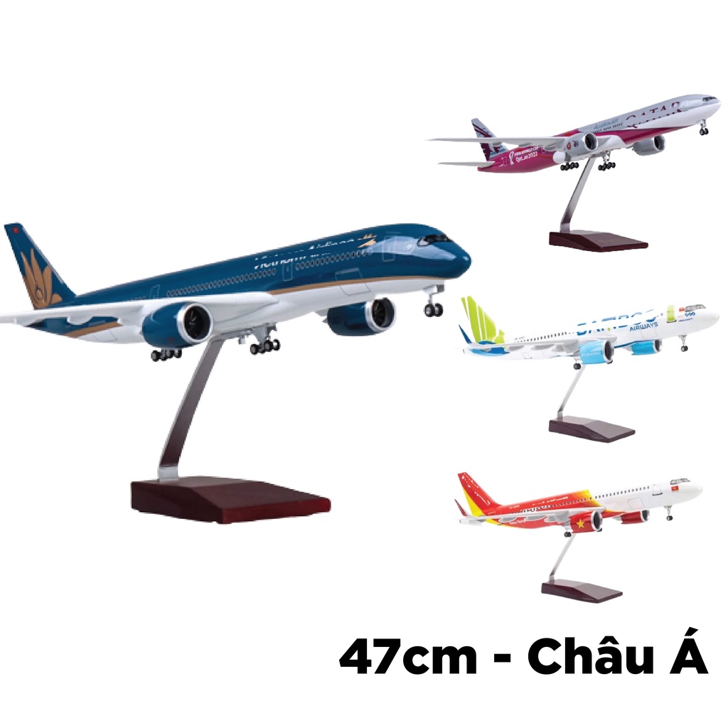 Mô hình máy bay 47cm các mẫu Châu Á có đèn led tự động theo tiếng vỗ tay hoặc chạm MB47