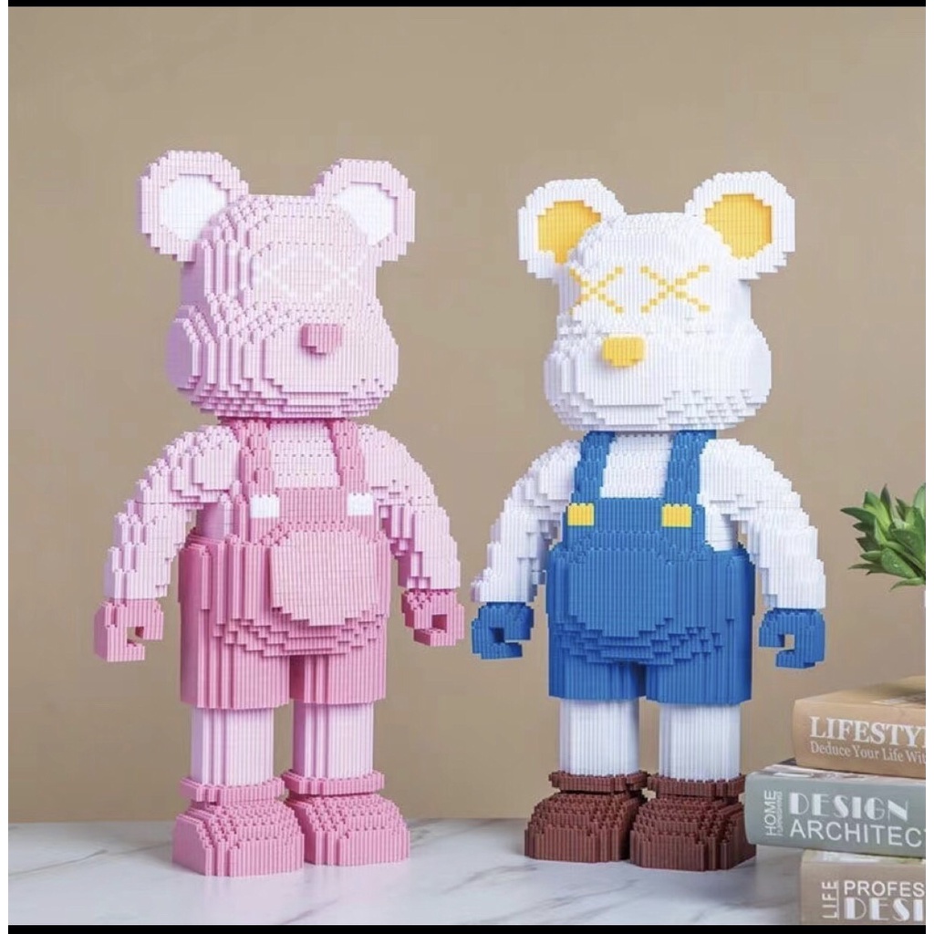 Đồ chơi lắp ráp mô hình Combo 2 bộ Đồ chơi lego Gấu Bearbrick mặc yếm [35cm] LG1