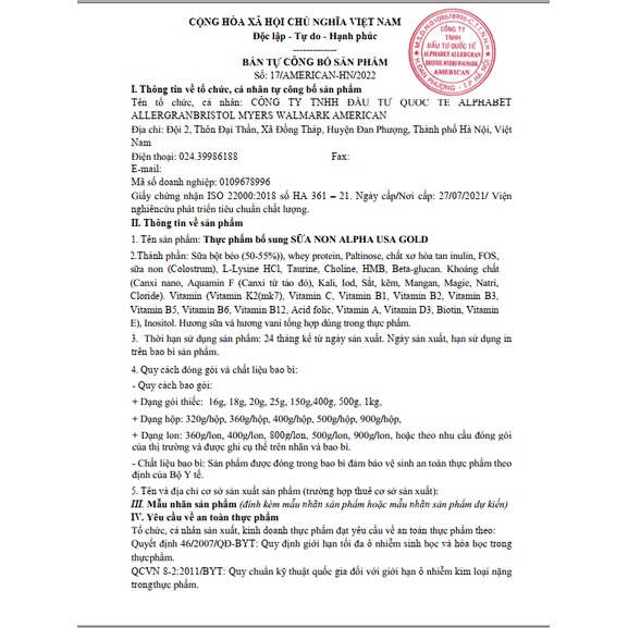 Sữa non Alpha USA Gold Colostrum )