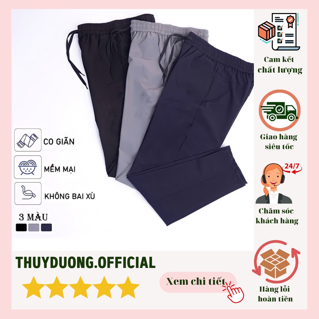 Quần gió nam, quần thể thao nam chất liệu gió sần ống suông, bo cao cấp