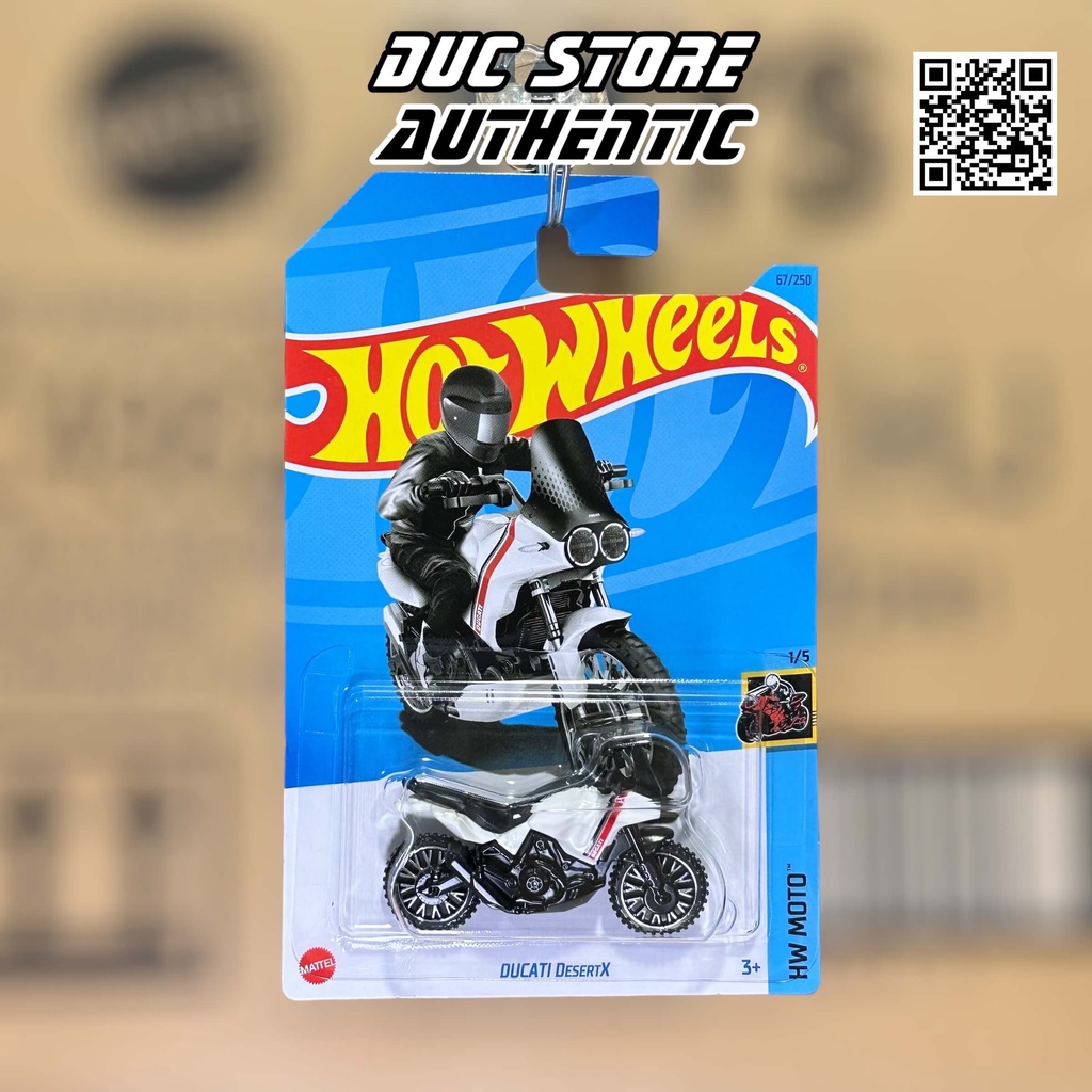 ducstore.vn Xe mô hình HKG32 Hot Wheels Ducati DesertX - Star White Silk